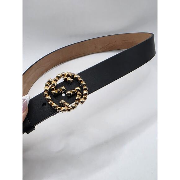 Gucci Black Leather Gold-tone GG Buckle Belt S 80/32 sz main image 11
